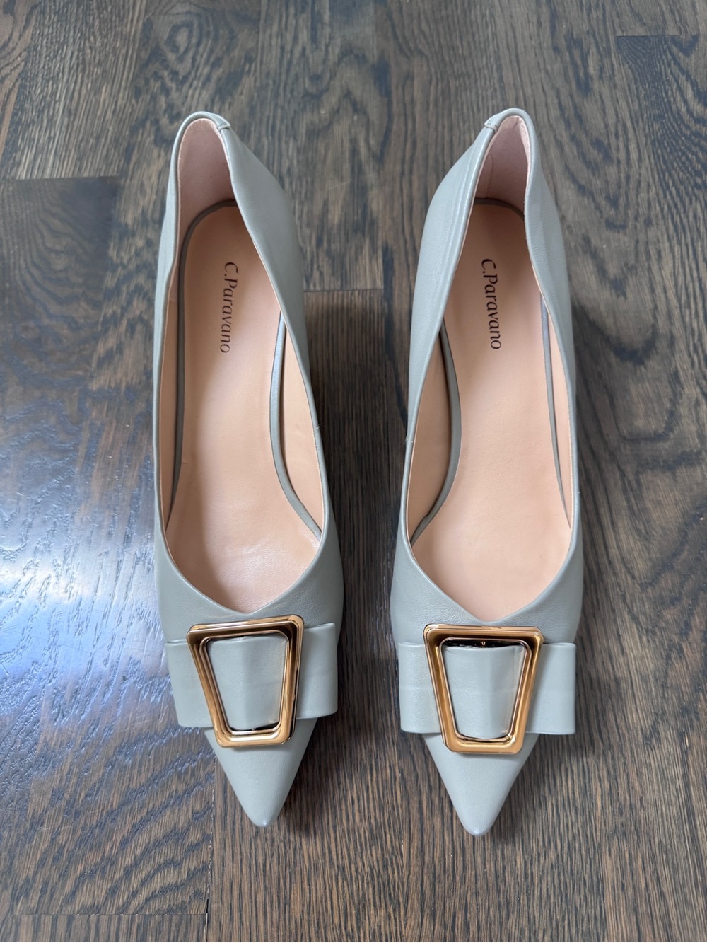 C.Paravano - Olivia Metal Tie Pumps - Size 11.5 (Light Gray)